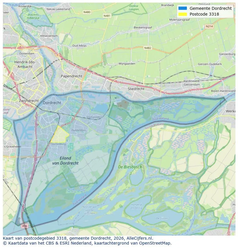 Mapa de códigos postales para 3318