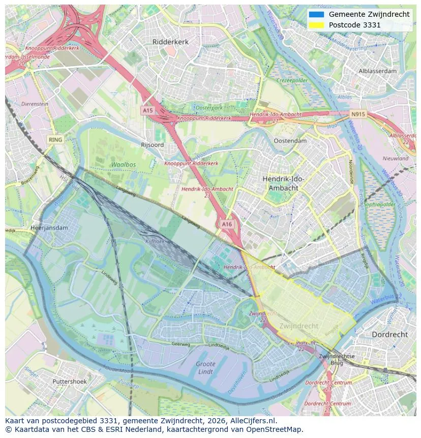 Postcodekaart voor 3331