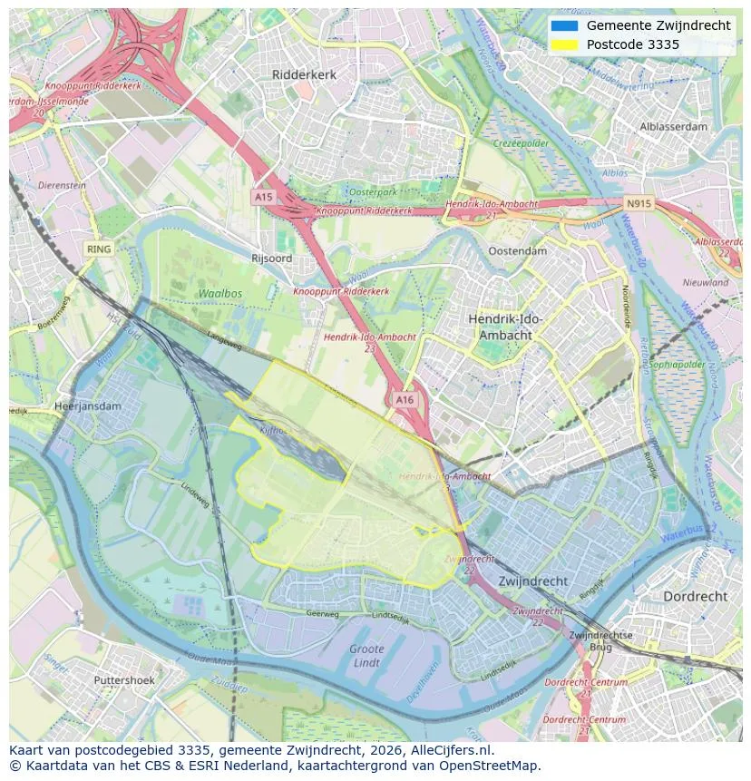 Postcodekaart voor 3335