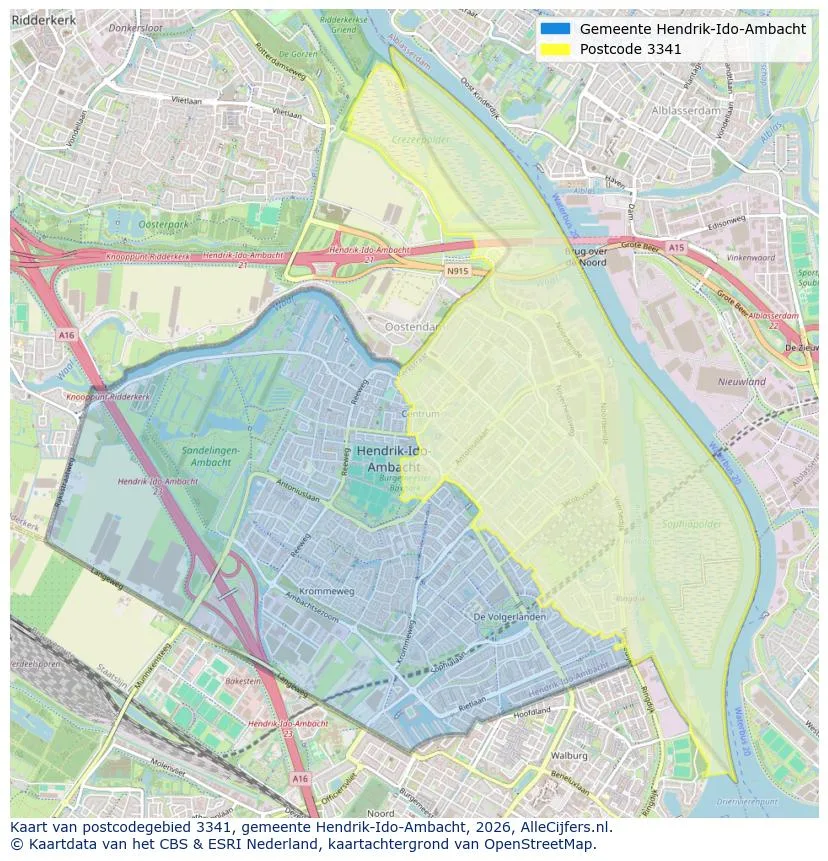 Postcodekaart voor 3341