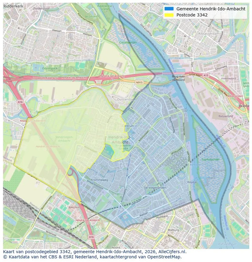 Postcodekaart voor 3342
