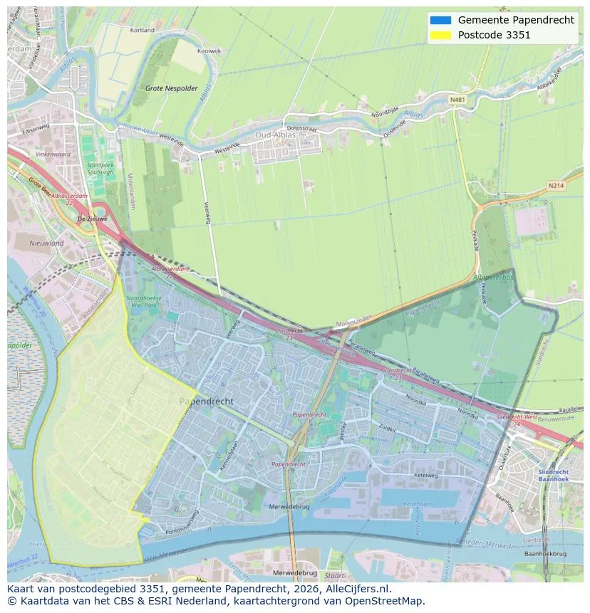 Postcodekaart voor 3351