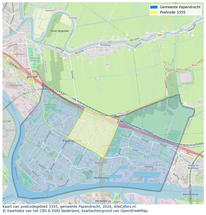 Postcodekaart voor 3355