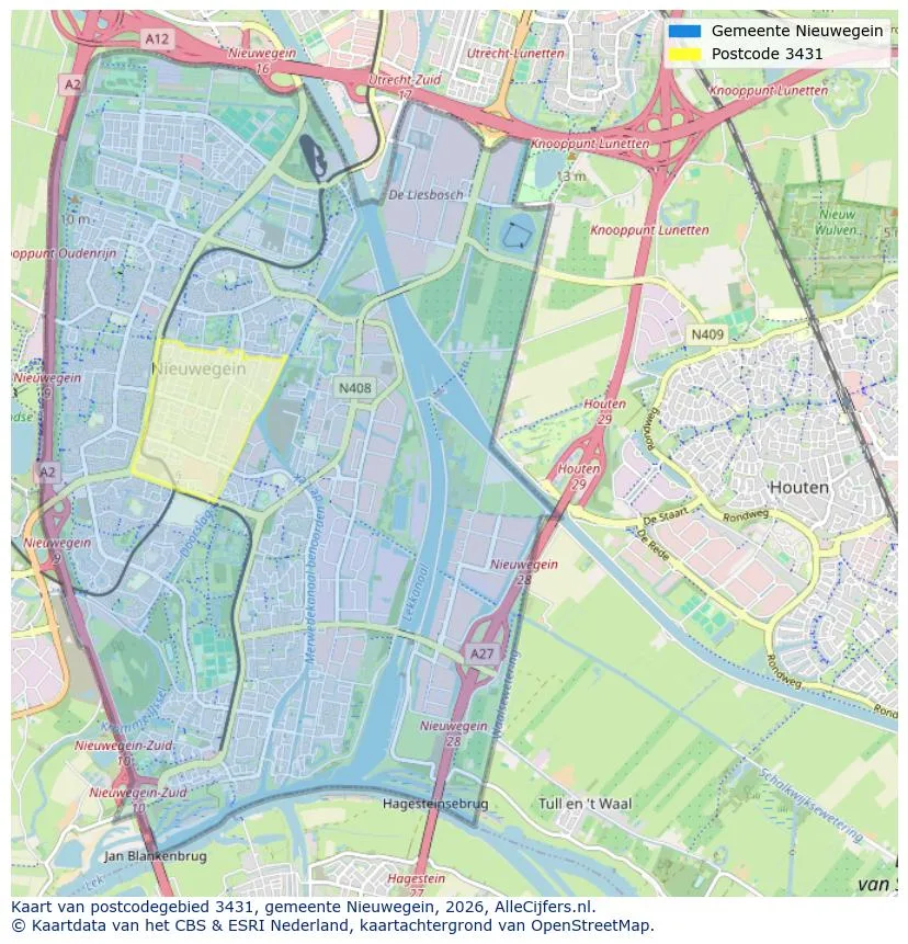 Postcodekaart voor 3431