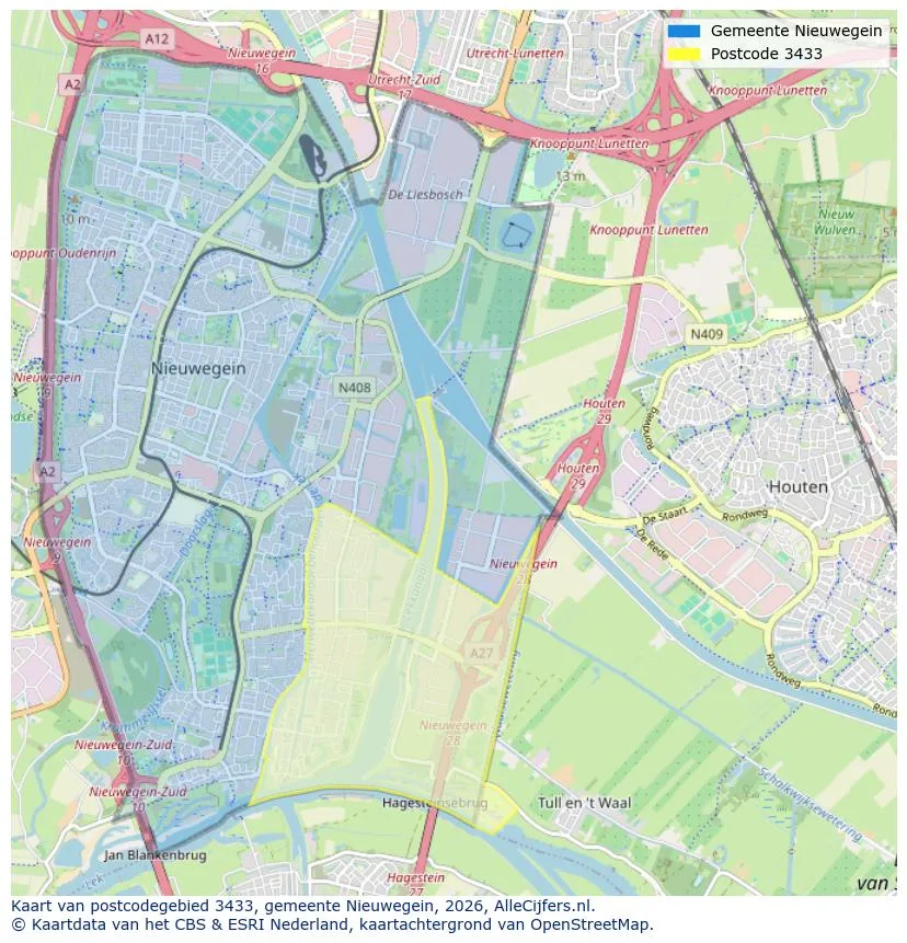 Postcodekaart voor 3433
