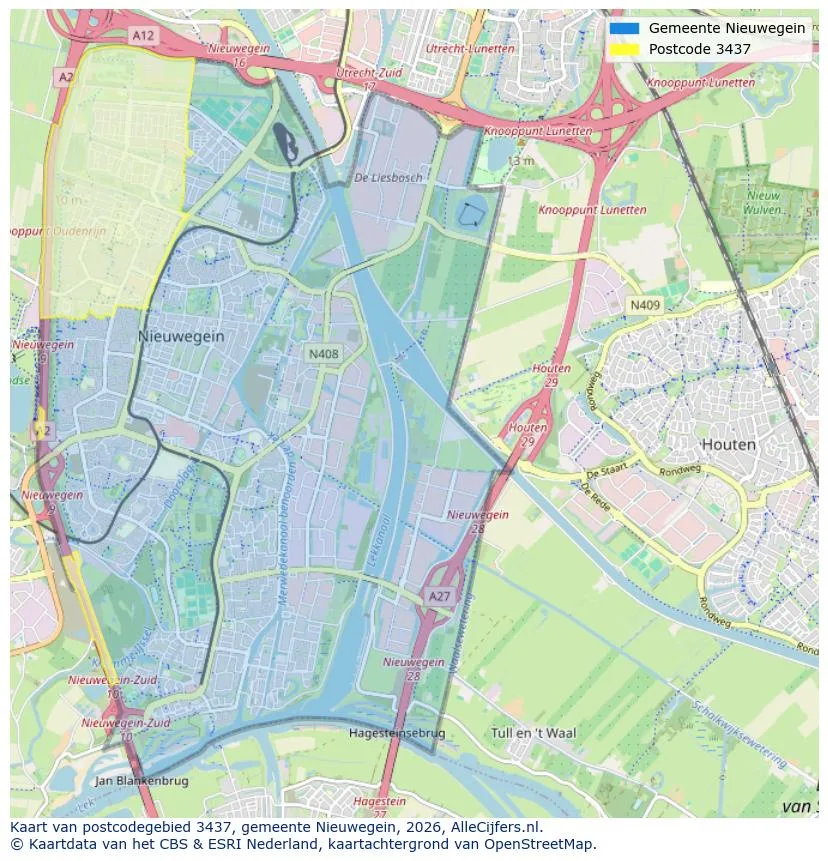 Postcodekaart voor 3437