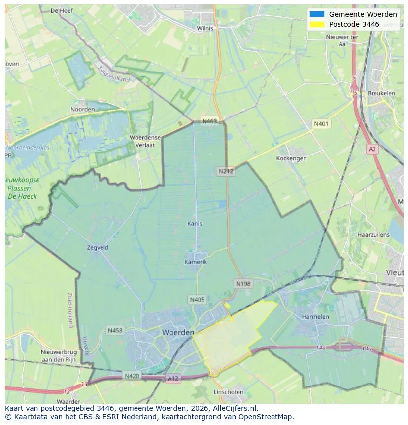 Postcodekaart voor 3446