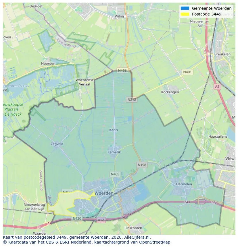 Postcodekaart voor 3449