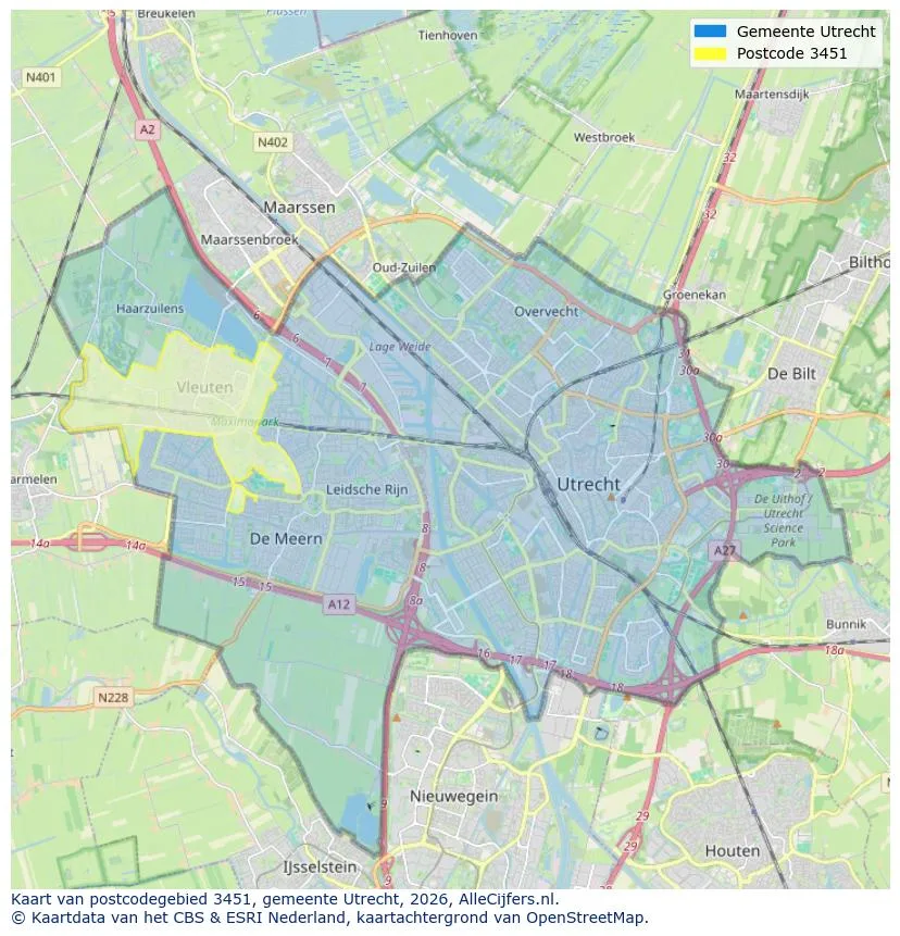 Postcodekaart voor 3451