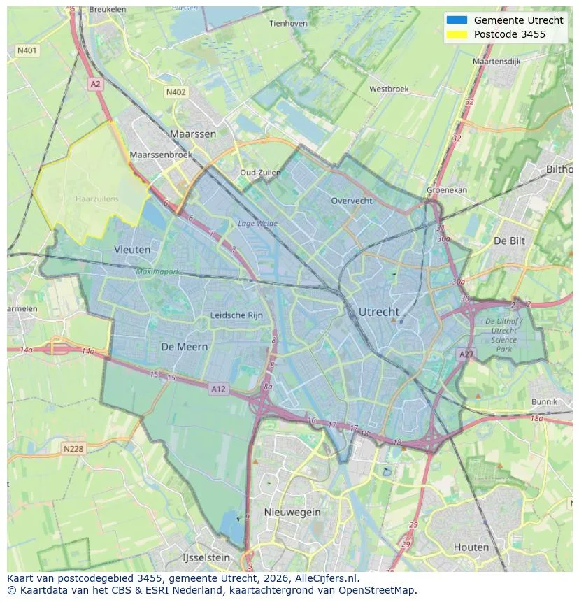 Mapa de códigos postales para 3455