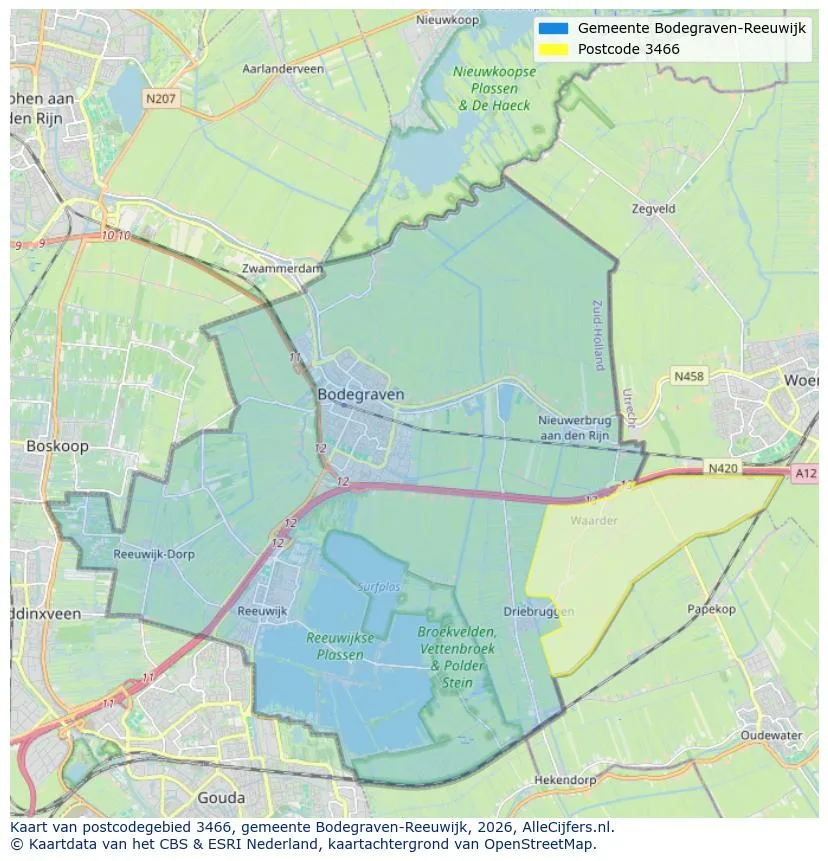 Mapa de códigos postales para 3466