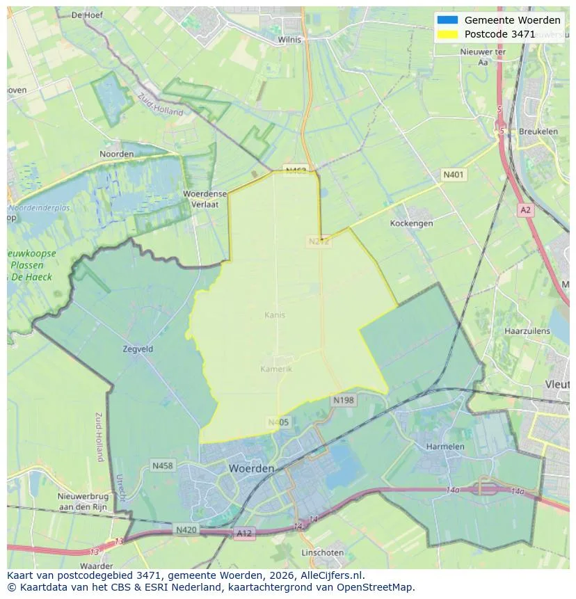 Mapa de códigos postales para 3471