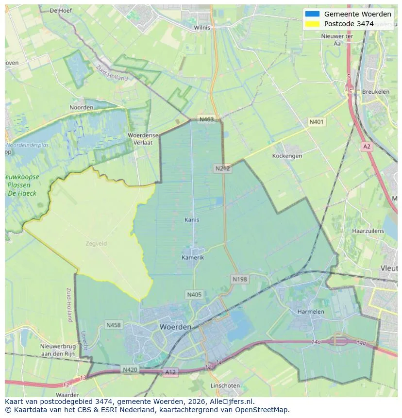 Mapa de códigos postales para 3474
