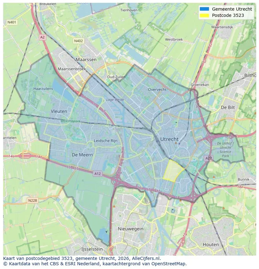 Postcodekaart voor 3523