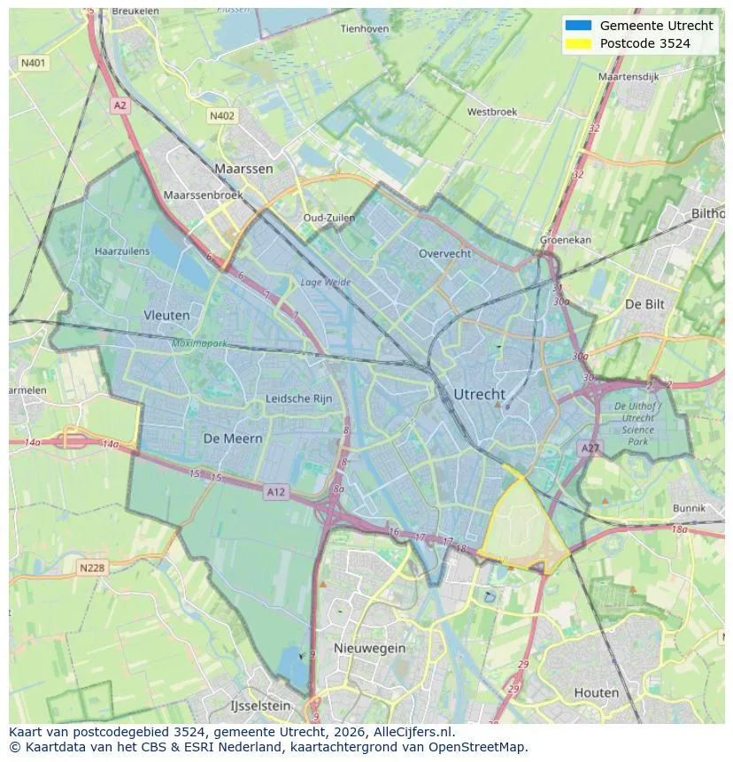 Mapa de códigos postales para 3524