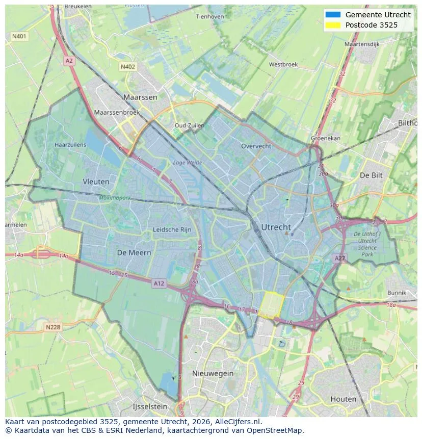 Mapa de códigos postales para 3525