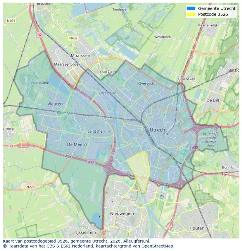 Postcodekaart voor 3526