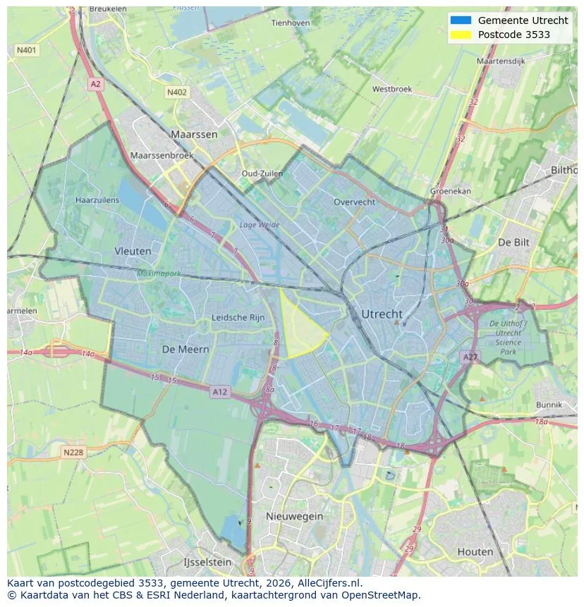 Postcodekaart voor 3533