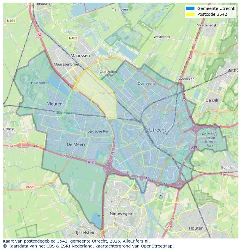 Postcodekaart voor 3542