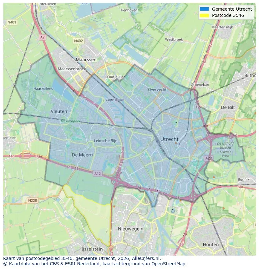 Postcodekaart voor 3546