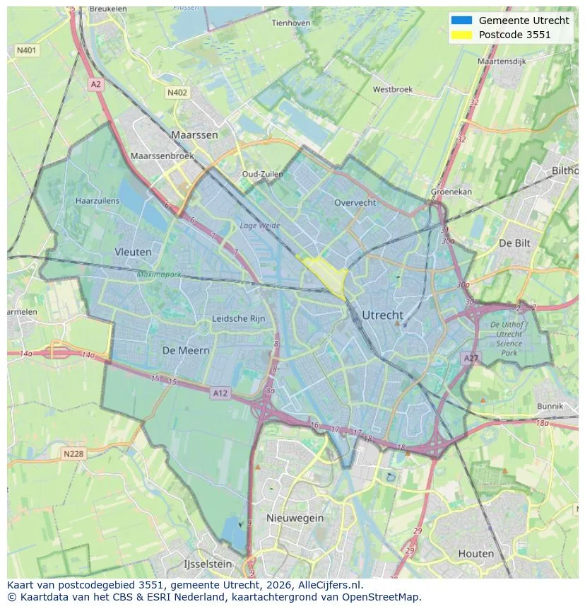Postcodekaart voor 3551