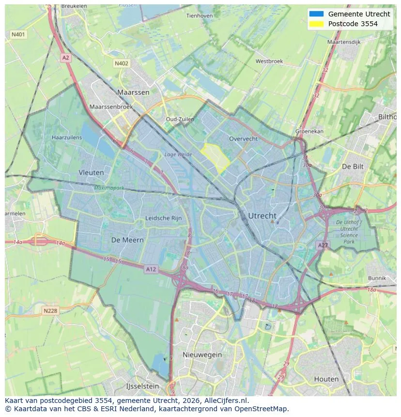 Mapa de códigos postales para 3554