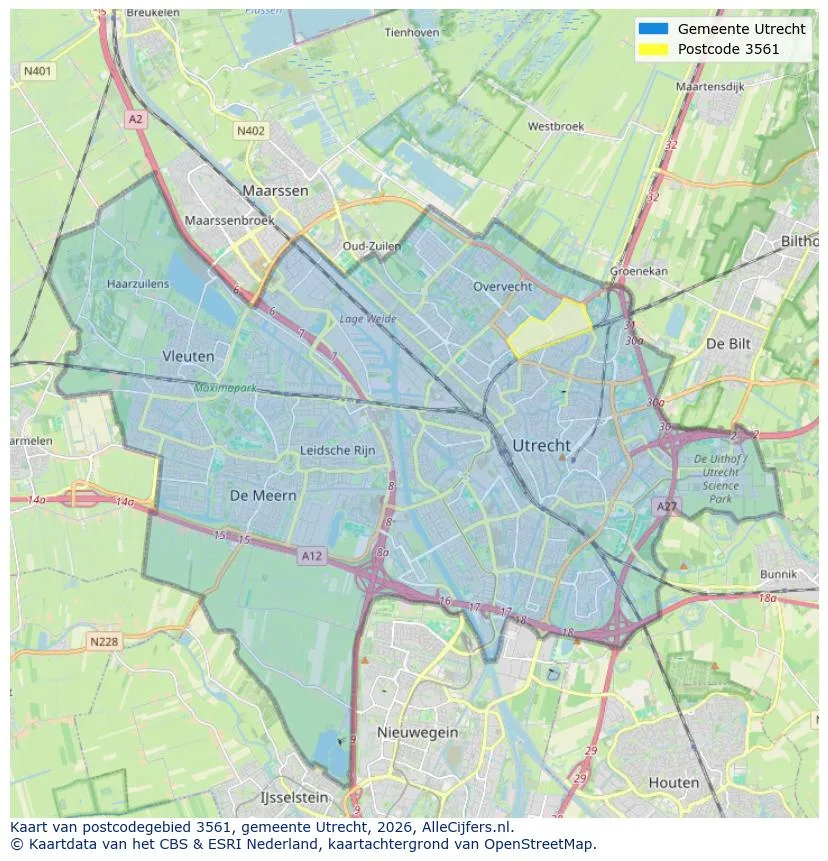 Postcodekaart voor 3561