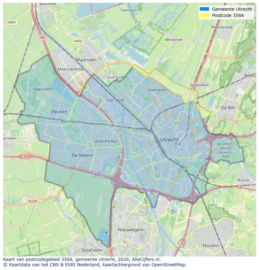 Postcodekaart voor 3566