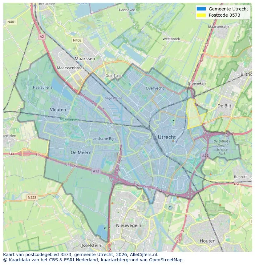Postcodekaart voor 3573