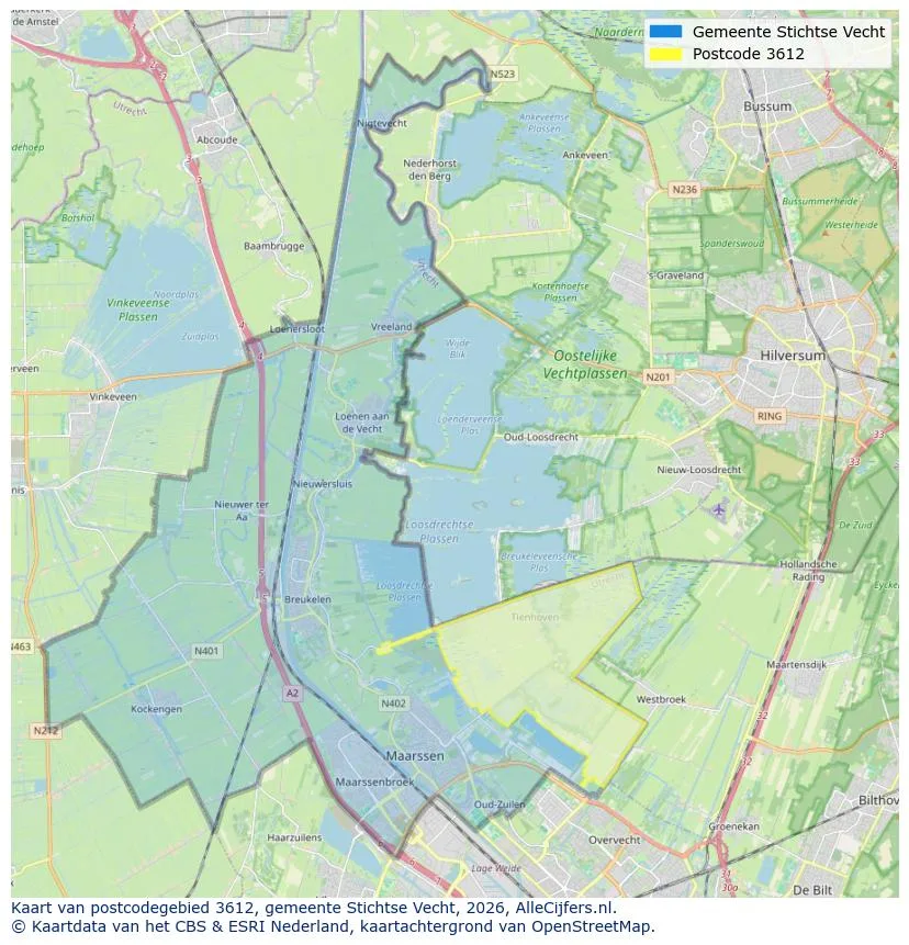 Postcodekaart voor 3612
