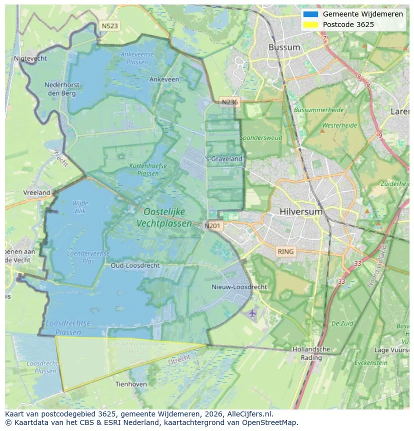 Postcodekaart voor 3625