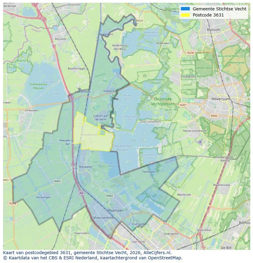 Postcodekaart voor 3631