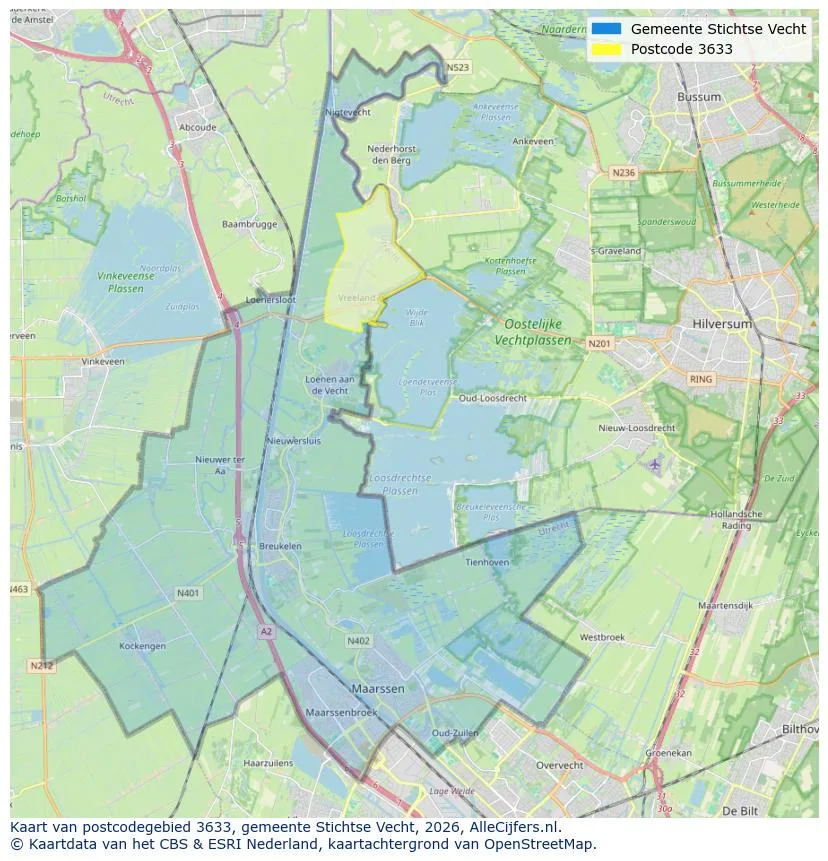 Postcodekaart voor 3633