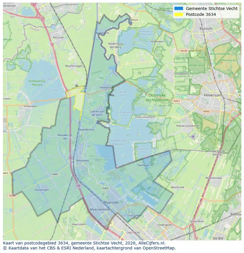 Postcodekaart voor 3634