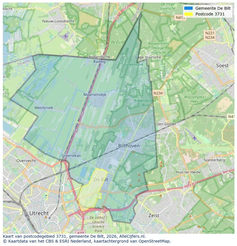 Mapa de códigos postales para 3731