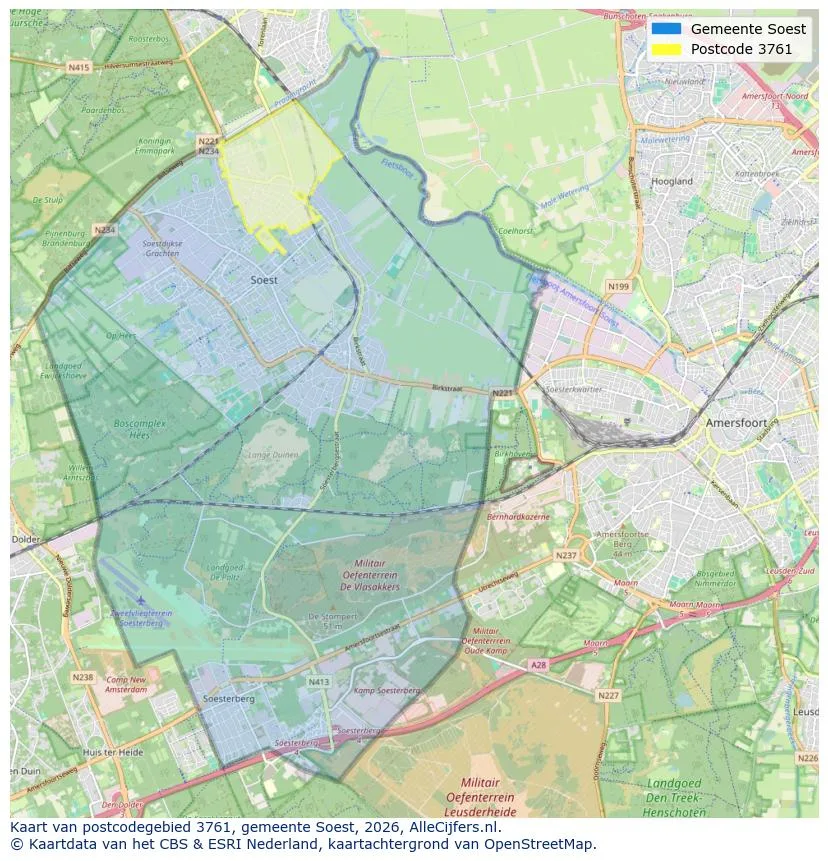 Postcodekaart voor 3761