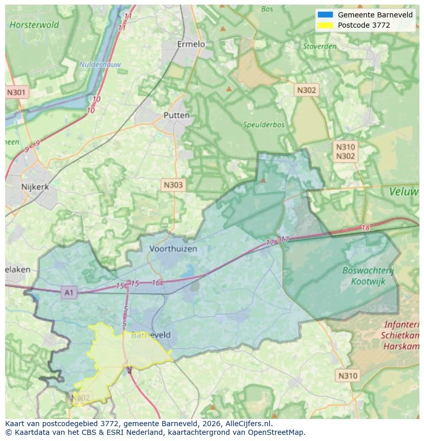 Postcodekaart voor 3772