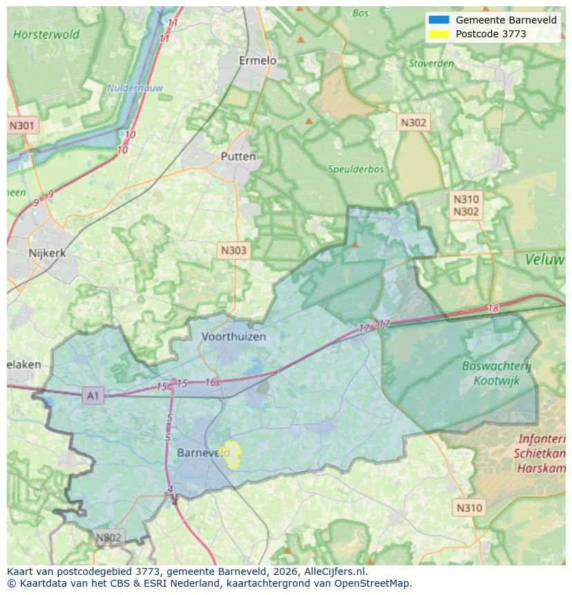 Mapa de códigos postales para 3773