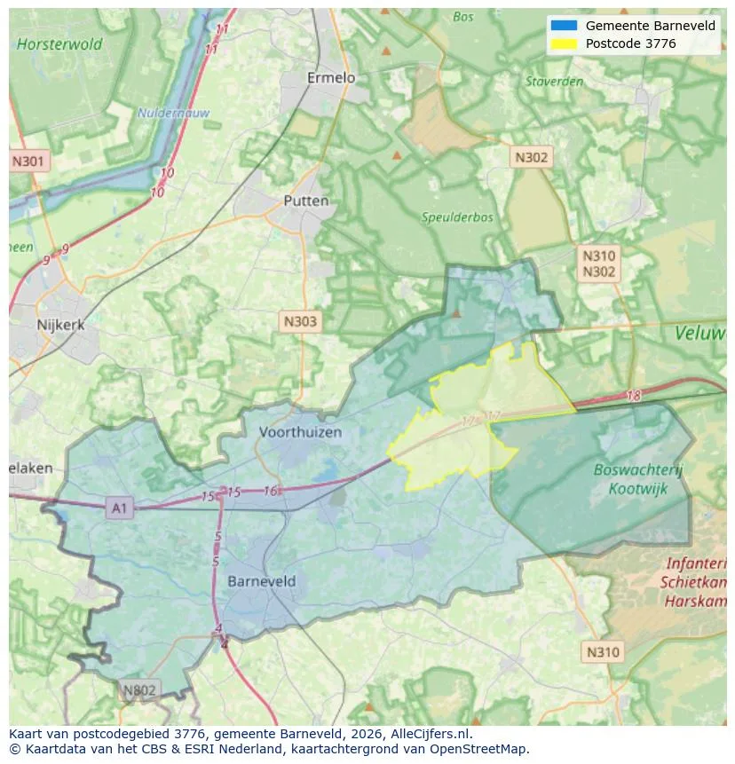Mapa de códigos postales para 3776