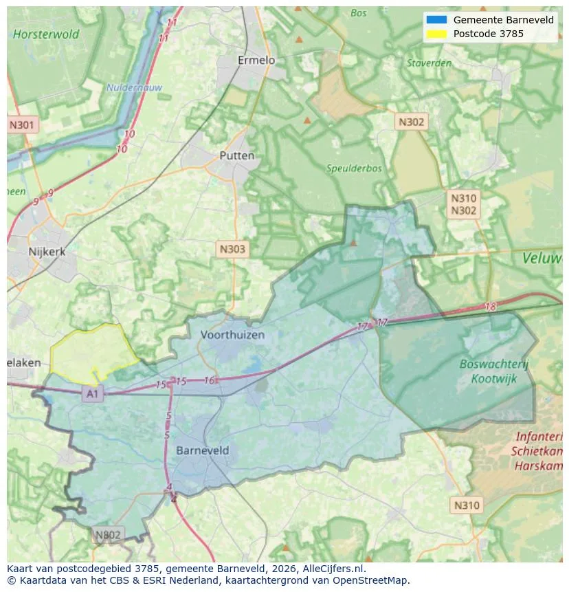 Postcodekaart voor 3785