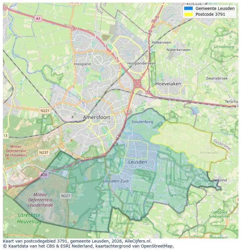 Postcodekaart voor 3791