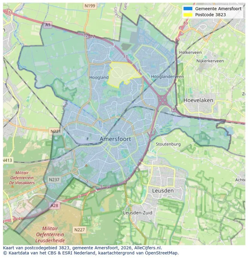 Mapa de códigos postales para 3823