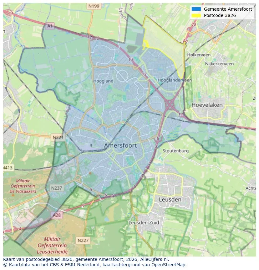Postcodekaart voor 3826