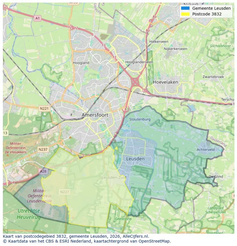 Mapa de códigos postales para 3832