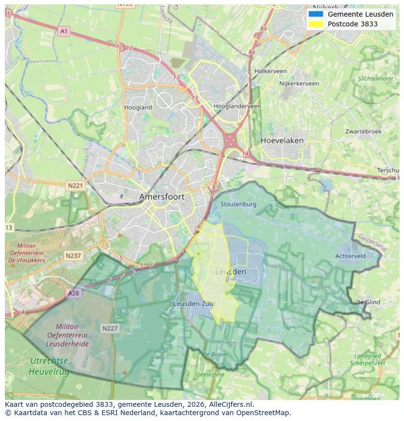 Mapa de códigos postales para 3833