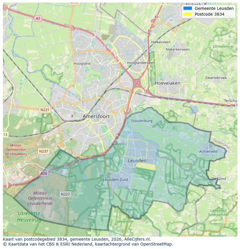 Mapa de códigos postales para 3834