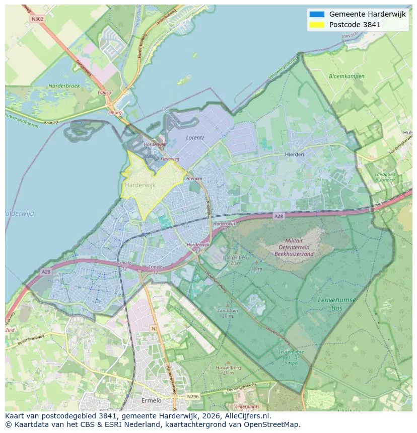 Postcodekaart voor 3841