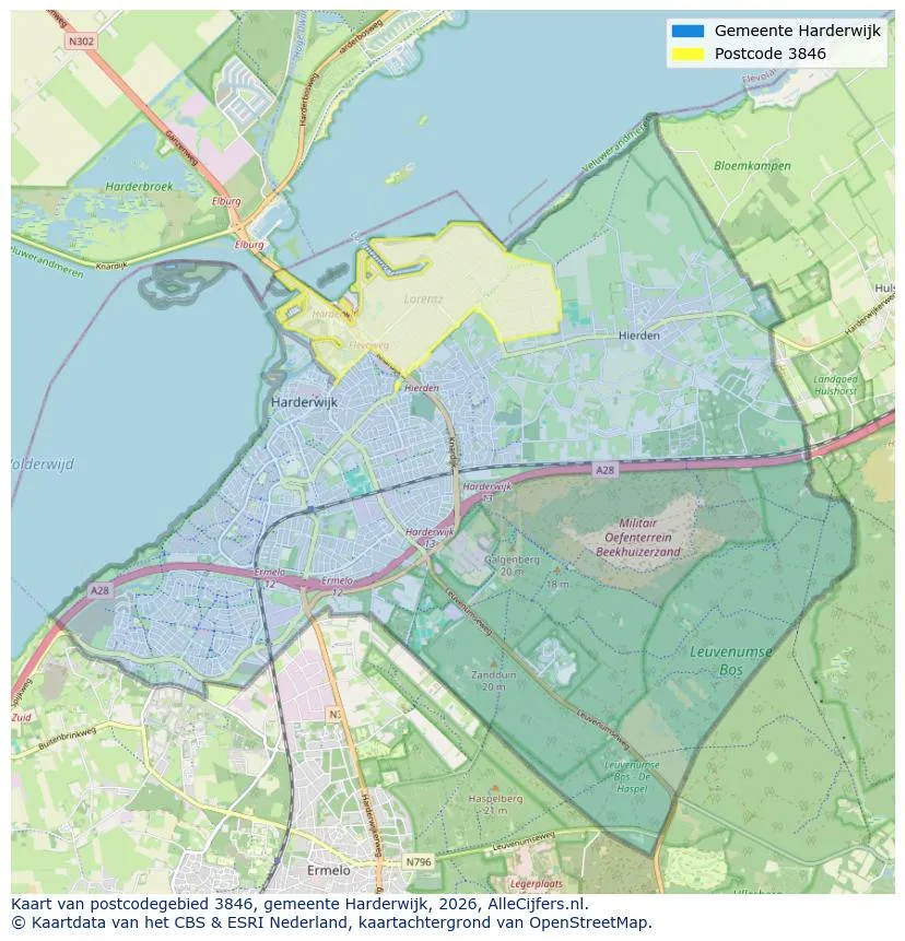 Postcodekaart voor 3846
