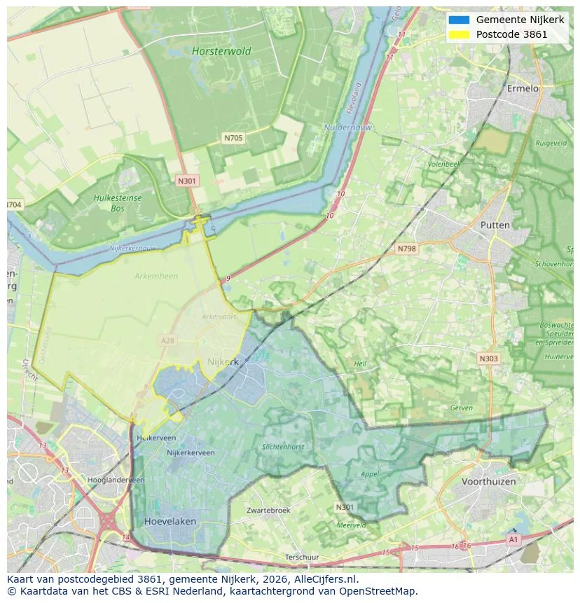 Postcodekaart voor 3861