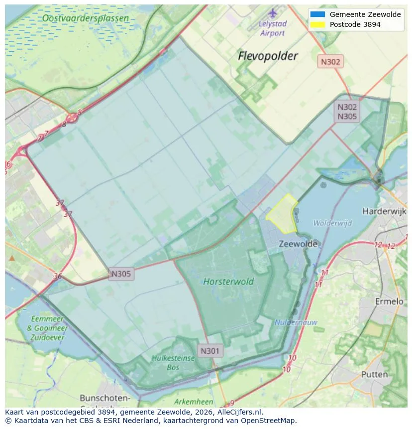 Postcodekaart voor 3894
